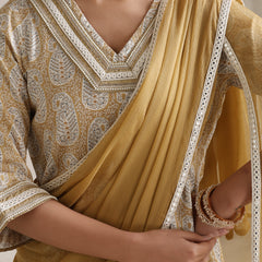 Khushal K Ethnic Motifs Embroidered Mirror Work A-Line Kurta set