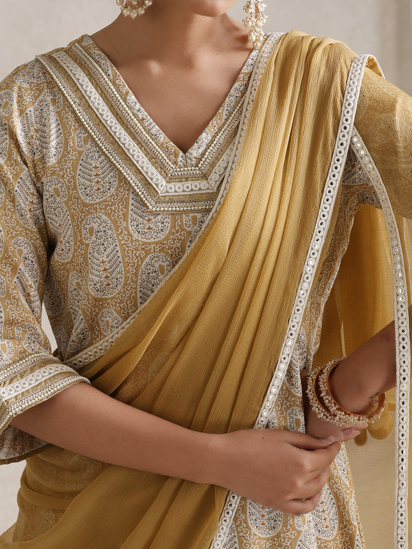 Khushal K Ethnic Motifs Embroidered Mirror Work A-Line Kurta set