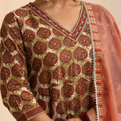 Women Ethnic Motifs Printed Cotton A-Line Kurta with Palazzos & Dupatta