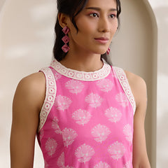 Khushal K Women Cotton Kurta With Palazzo Set - Pink