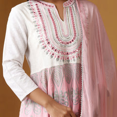Khushal K Floral Embroidered Anarkali Thread Work Kurta set