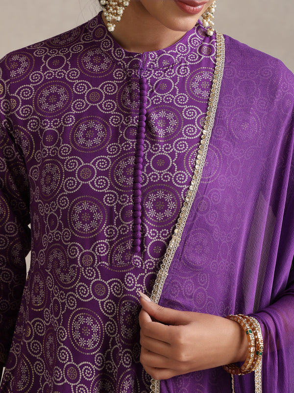 Khushal K Floral Printed Mandarin Collar Kurta set