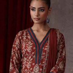 Khushal K Women Cotton kurta and palazzo with dupatta set - Rust