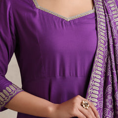 Khushal K Women Purple Anarkali Zari Kurta set