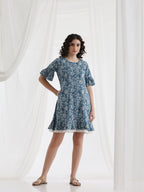 Women Floral Printed Cotton A-Line Above Knee Dress