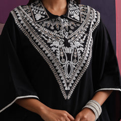 Khushal K Women Embroidered Collar Black Kaftan set