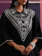 Khushal K Women Embroidered Collar Black Kaftan set