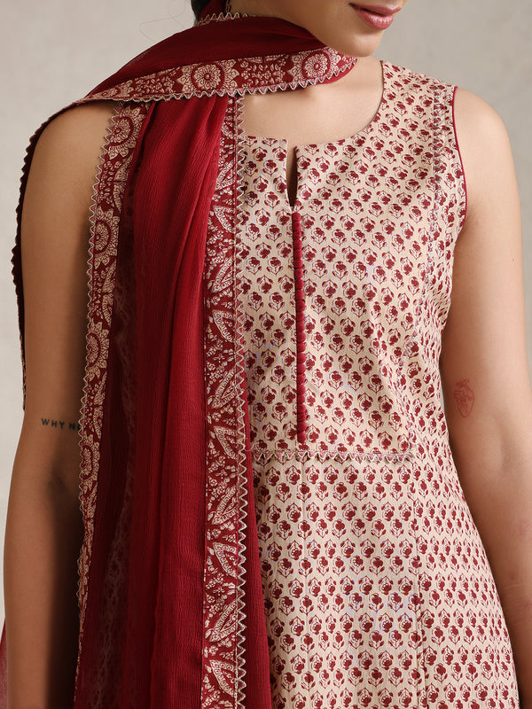 Women Floral Printed Regular Pure Cotton Kurta with Palazzos & With Dupatta