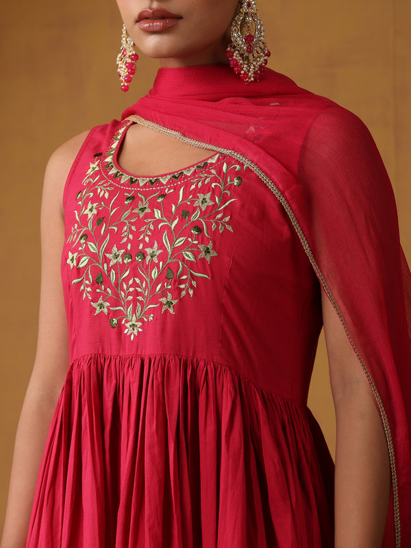 Khushal K Women Ethnic Motifs Embroidered Thread Work Kurta set