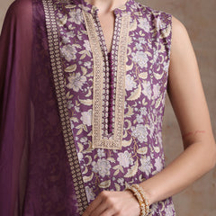 Women Floral Printed Cotton Kurta with Palazzos & Dupatta