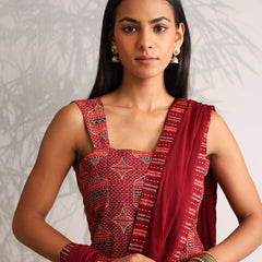 Khushal K Women Cotton kurti and Farshi Salwar with dupatta set - Maroon