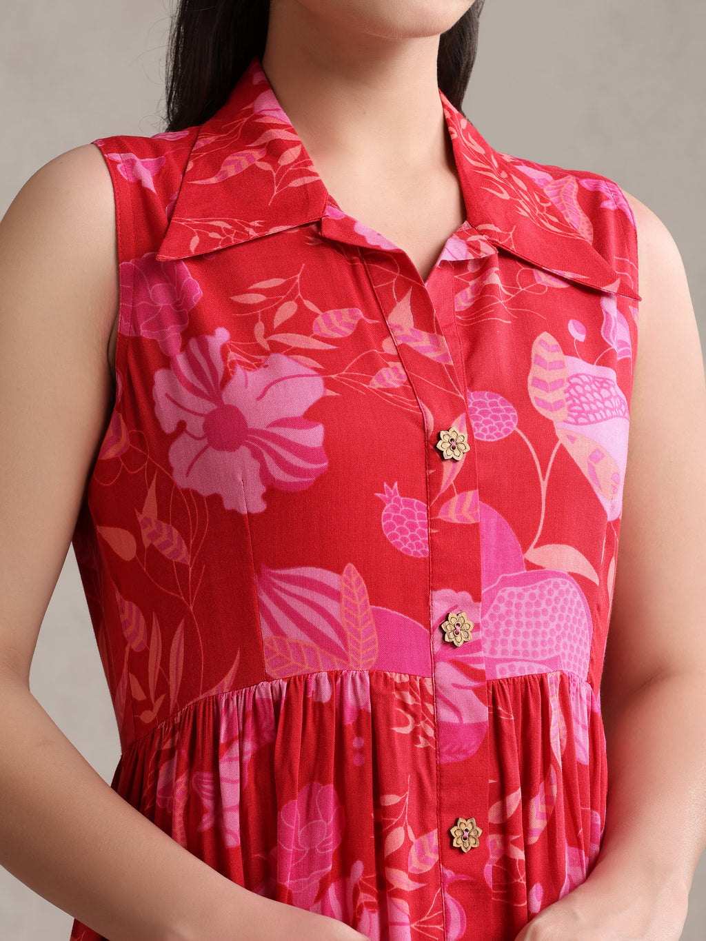 Women Floral Print A-Line Midi Dress