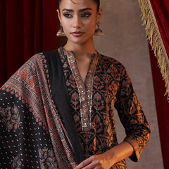Khushal K Women Cotton kurta and palazzo with dupatta set - Black