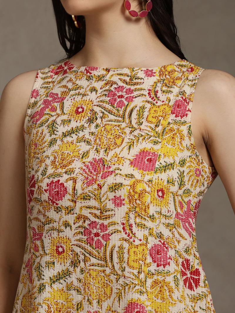 Khushal K Women Floral Printed A-Line Pure Cotton Kurta set