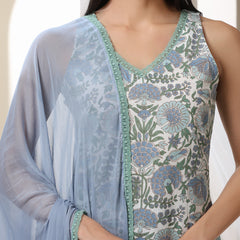 Women Floral Printed Regular Pure Cotton Kurta with Palazzos & With Dupatta