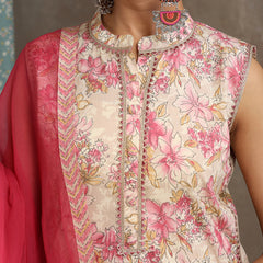 Women Floral Printed Regular Pure Cotton Kurta with Palazzos & With Dupatta