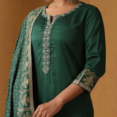 Khushal K Ethnic Motifs Embroidered Zari Notch Neck Straight Kurta set