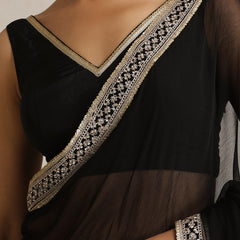 Embellished Zari Poly Chiffon Fashion Saree'