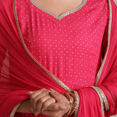 Khushal K Polka Dot Printed Anarkali Kurta set