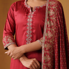 Khushal K Women Ethnic Motifs Embroidered Regular Kurta set