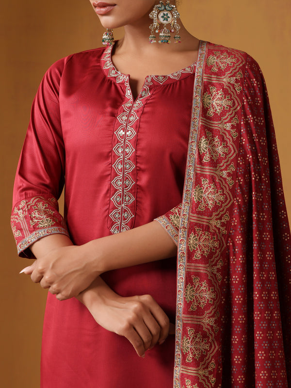 Khushal K Women Ethnic Motifs Embroidered Regular Kurta set