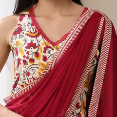 Khushal K Floral Printed V-Neck Pure Cotton Straight Kurta set