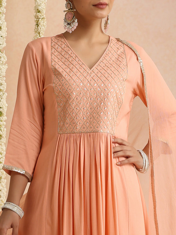 Women Ethnic Motifs Embroidered Empire Sequinned Kurta with Trousers & With Dupatta