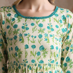 Women Floral Print Tiered Fit & Flare Midi Dress
