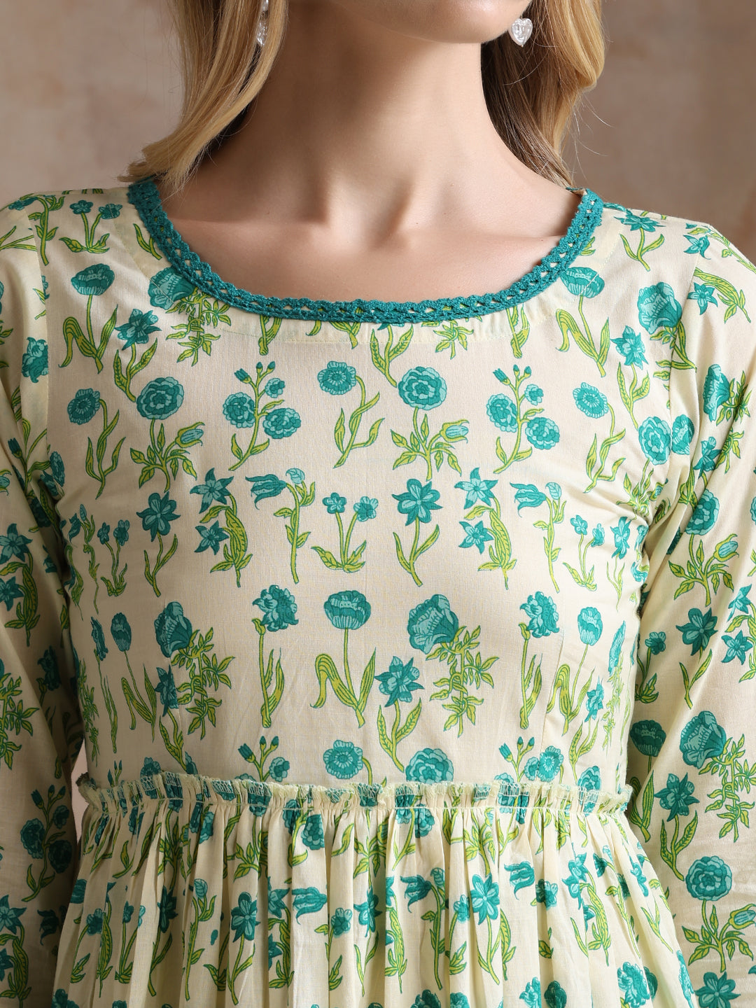 Women Floral Print Tiered Fit & Flare Midi Dress