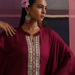 Khushal K Women Mandarin collar Maroon Kaftan set