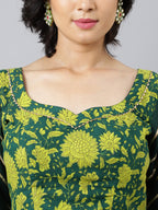 Floral Printed Cotton Lehenga & Blouse With Dupatta