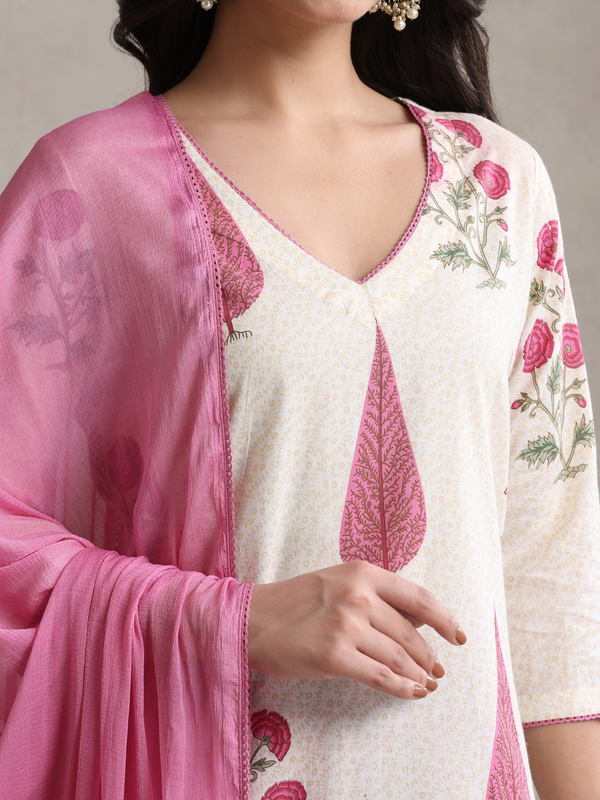 Khushal K Women Ethnic Motifs Printed Regular Pure Cotton Kurta set