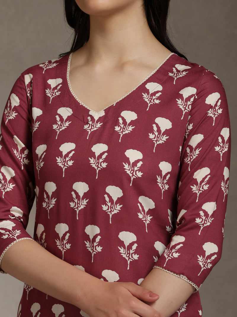 Floral Printed V-Neck Cotton Cord Set