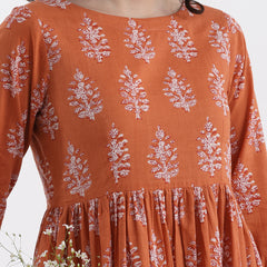 Women Floral Print Knee Lengh A-Line Dress