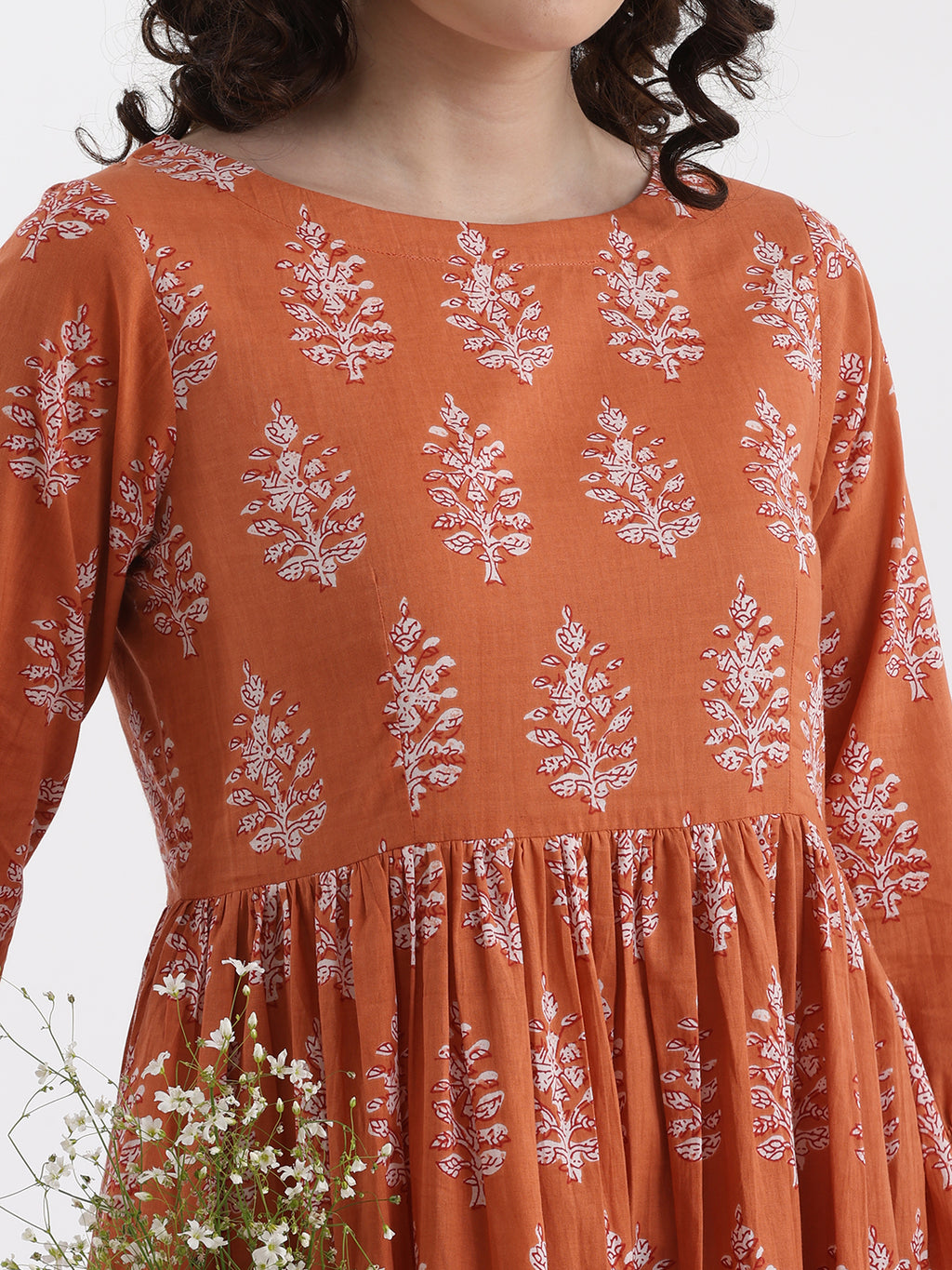 Women Floral Print Knee Lengh A-Line Dress