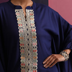 Khushal K Women Mandarin collar Blue Kaftan set