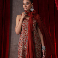 Khushal K Women Cotton kurta and palazzo with dupatta set - Rust