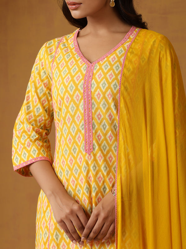 Khushal K Women  Printed Regular Aline Calf Length Kurta set