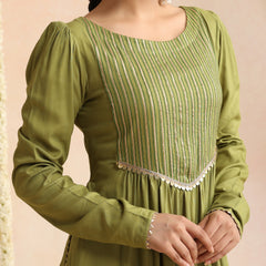 Women Woven Design Self Design Kurta with Palazzos