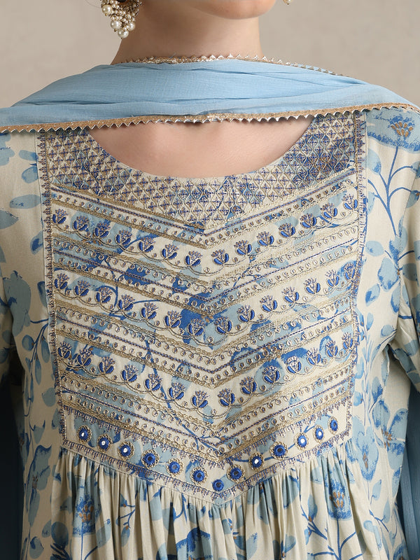 Khushal K Women Floral Printed Regular  Thread Work Kurta set