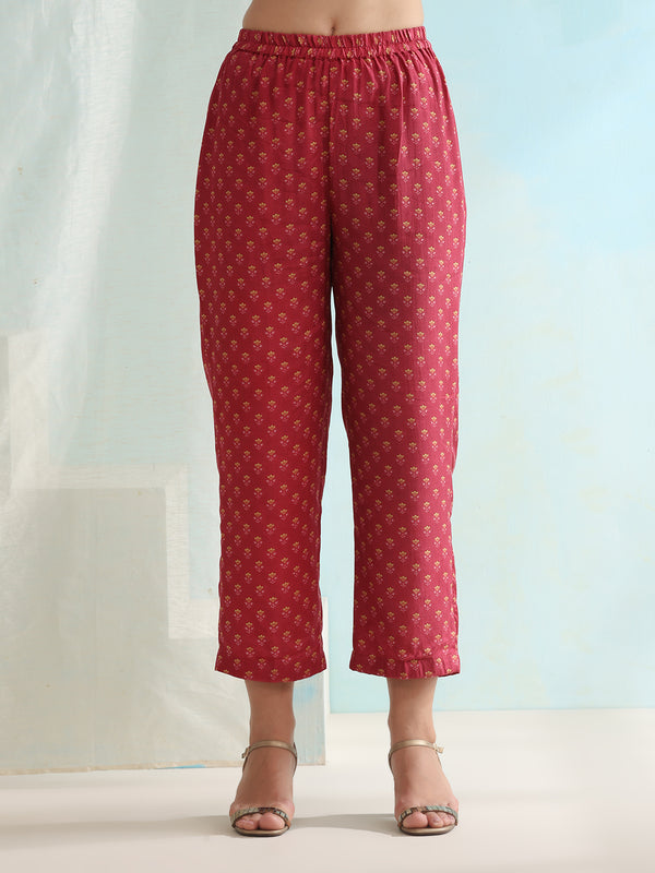 Floral Printed Layered Cord Set With Jacket