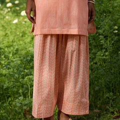 Khushal K Women Printed Regular Pure Cotton peach Kurta & Farsi Salwar