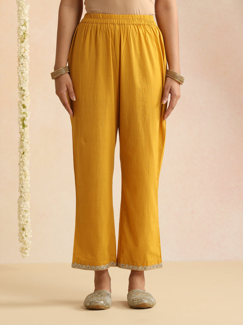 Off-White Block Print Kurta Set with Sunshine Yellow Dupatta