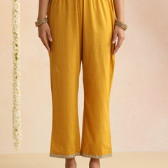 Off-White Block Print Kurta Set with Sunshine Yellow Dupatta