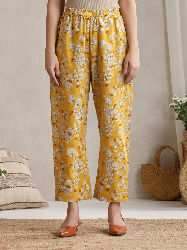 Yellow Floral & Polka Fusion Cotton Cord Set