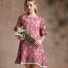 Women Cotton Floral Printed A-Line Dress