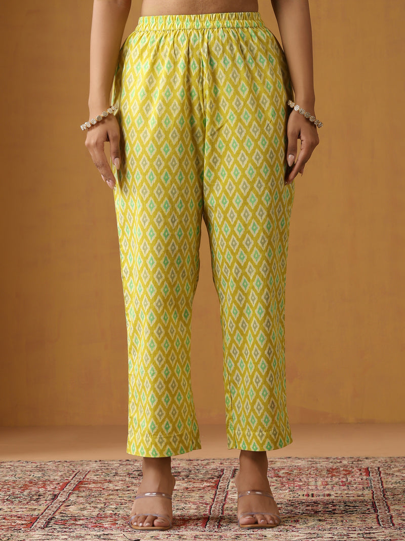 Geometric Printed Pure Cotton Straight Kurta With Palazzo And Dupatta