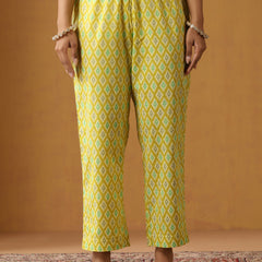 Geometric Printed Pure Cotton Straight Kurta With Palazzo And Dupatta