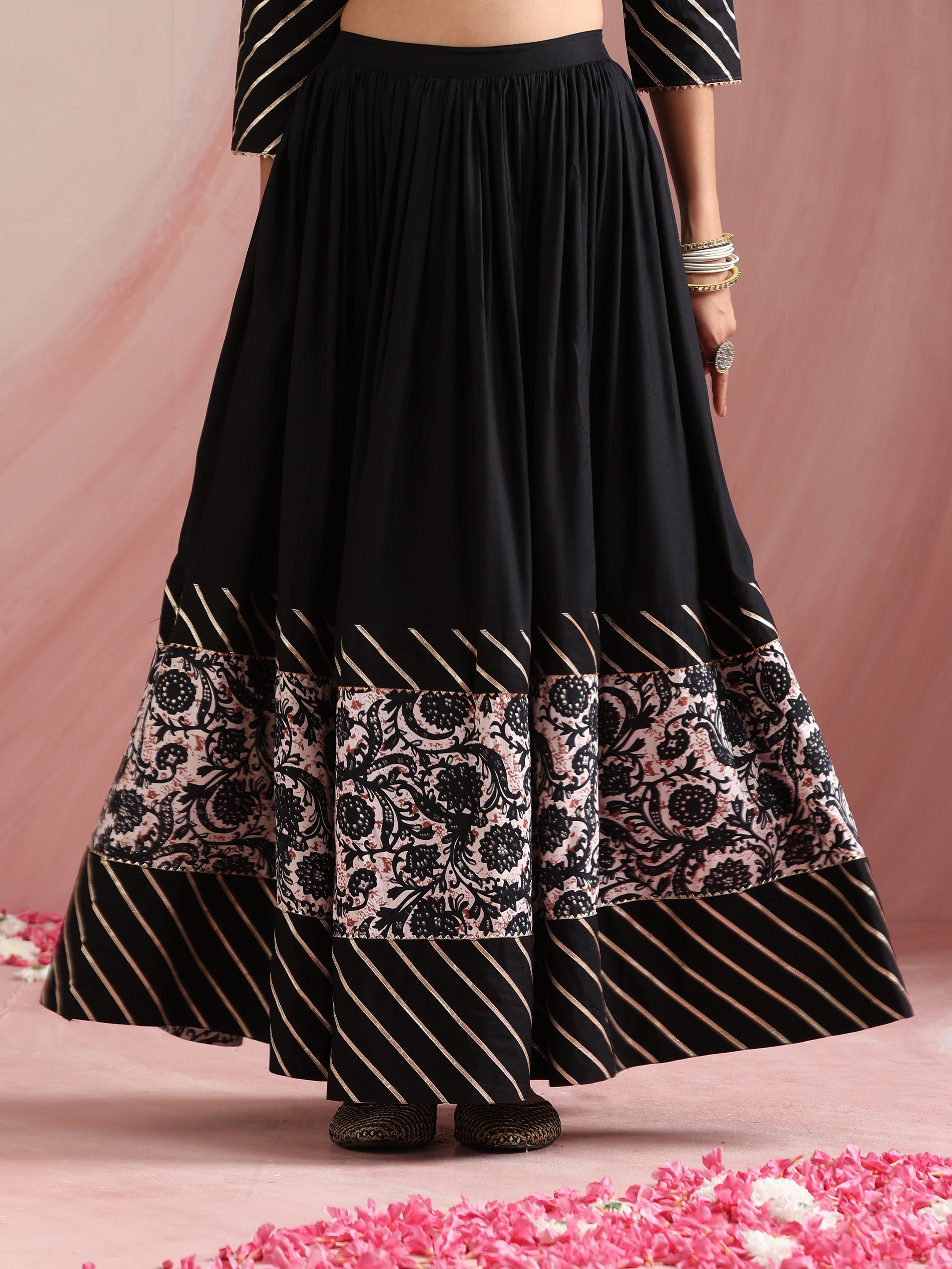 Floral Printed Gotta Patti Ready to Wear Lehenga & Choli With Dupatta