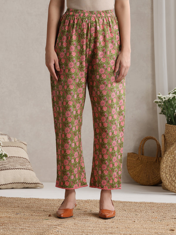 Women Floral Printed Regular Pure Cotton Kurta with Palazzos